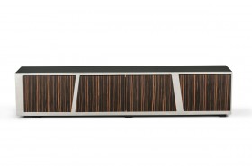 Modern Ebony TV Stand with Dark Coffee Tempered Glass Top