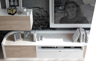 Elite Beige and White Wall Unit with Entertainment Center