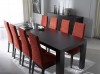 Extendable Rectangular in Wood Fabric Seats Modern Furniture Table Set