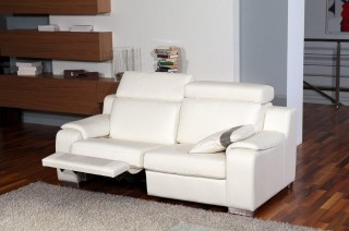 Contemporary White Leather Living Room Sofa Set