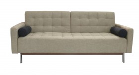 Beige or Grey Contemporary Tufted Fabric Sofa Bed