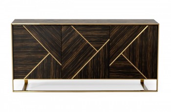 Glam Black Zebrawood Buffet with Brushed Gold Accents Glam Black Zebrawood Buffet with Brushed Gold Accents