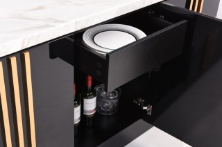 Italian Design Black Modern Buffet Cabinet with Marble