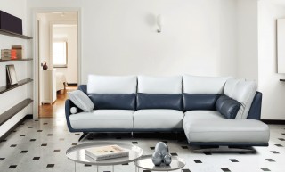 Extravagant Tufted Leather Curved Corner Sofa