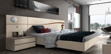 Lacquered Made in Spain Wood Platform and Headboard Bed in Matt Lacquered Made in Spain Wood Platform and Headboard Bed in Matt