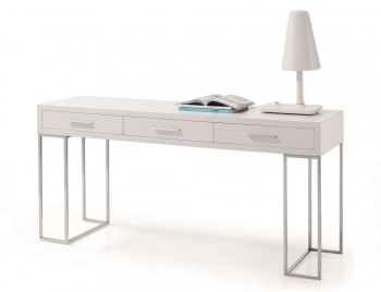 White 3-Drawer Office Desk with Chrome Legs