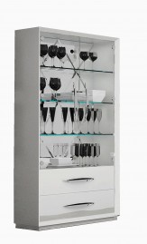 White Gloss Two Door Curio with Drawers White Gloss Two Door Curio with Drawers