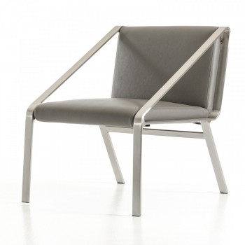 Modern Gray Bonded Leather Stainless Steel Base Chair