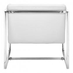 White Soft Leatherette Accent Chair with Square Chrome Frame