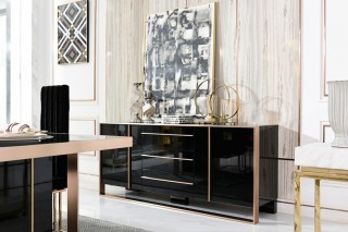 Elite Modern Black and Rose Gold Buffet