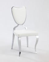 White Contemporary Side Chair with Chrome Frame and Heart Shaped Back
