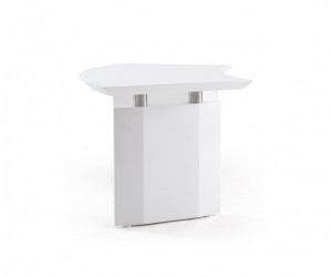 Elegant White Gloss Finish Desk with Stainless Steel Accents