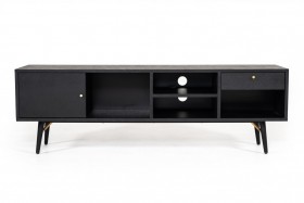 Modern Black Oak with Gold TV Stand