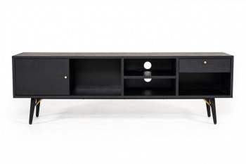 Modern Black Oak with Gold TV Stand Modern Black Oak with Gold TV Stand