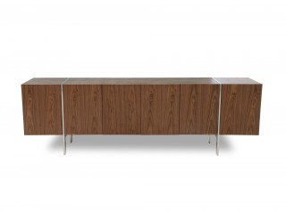 Gorgeous Walnut Buffet with Stainless Steel Legs
