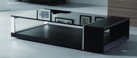 Contemporary Coffee Table with Black Glass Top