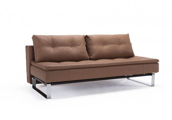 Convertible Sofa Bed Upholstered in Fabric or Leather
