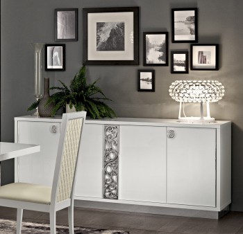 Luxury Sideboard with Four Doors in White Finish Luxury Sideboard with Four Doors in White Finish