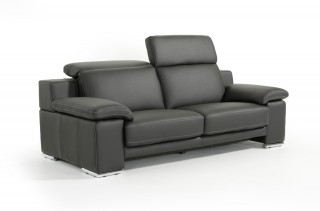 Made in Italy Full Leather Panther Black Sofa Set