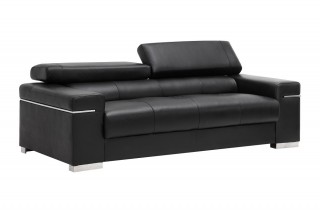 Contemporary Grey Italian Leather Sofa Set with Adjustable Headrest