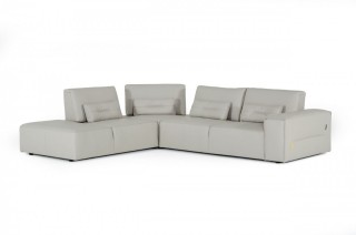 Luxurious Leather Curved Corner Sofa with Pillows