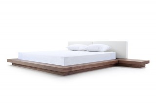 Elegant Leather Platform and Headboard Bed