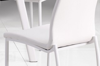 White Upholstered Side Chairs with Glossy White Finished Legs