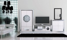Modern Matte White and Silver Wall Unit and Entertainment Center Modern Matte White and Silver Wall Unit and Entertainment Center