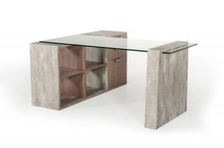 Exquisite Faux Concrete Desk with Glass Top