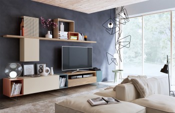 Contemporary White Multicolored Wall Unit