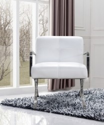 Modern White Leather Stainless Steel X Legs Chair