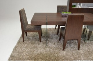 Tobacco Wood Contemporary Rectangular Dinette with Glass Legs