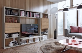 Spacious Natural Wood Wall Unit and Bookcase