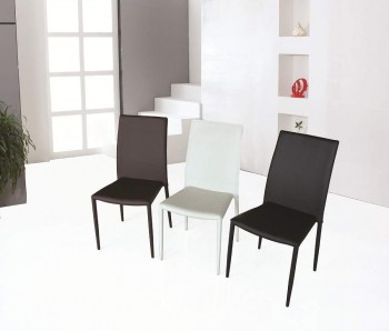 Ultra Contemporary Dining Room Chair in White Black or Brown Leather