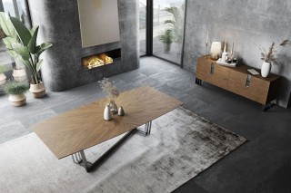 Modern Walnut and Stainless Steel Buffet