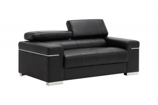 Contemporary Grey Italian Leather Sofa Set with Adjustable Headrest