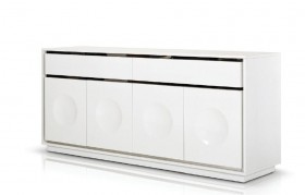 Four Door Contemporary White Crocodile Lacquer Buffet