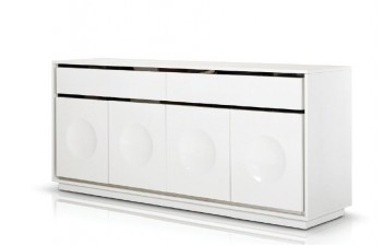 Four Door Contemporary White Crocodile Lacquer Buffet Four Door Contemporary White Crocodile Lacquer Buffet