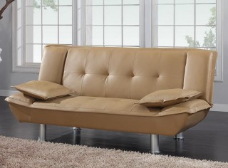 Black Bi-Cast Contemporary Convertible Sofa Bed with Metal Legs