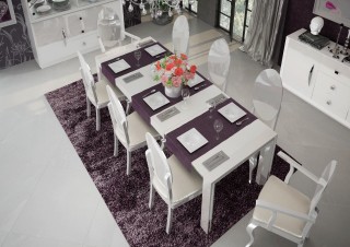 Wooden Contemporary Dining Room Set with Extension Leaf