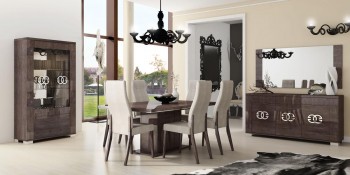 Made in Italy Extendable in Wood Microfiber Seats Modern Dining Set