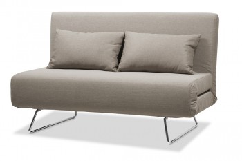 Unique and Contemporary Taupe Microfiber Folding Sofa Bed with Pillows