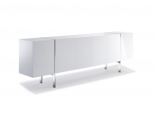 Gorgeous High Gloss White Buffet with Stainless Steel Legs