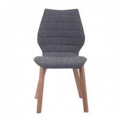 Solid Wood Dining Chair Upholstered in Graphite or Tobacco Fabric