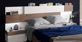 Exclusive Wood Platform and Headboard Bed with Extra Storage