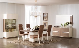 Wood and Glass Beige Buffet for Dining Room