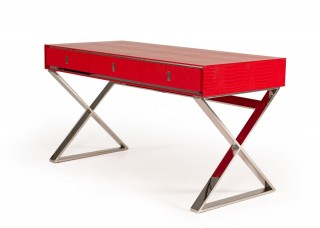 Transitional Red Crocodile Office Desk