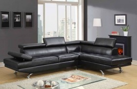 Stylish Black or White Sectional with Adjustable Head and Armrests
