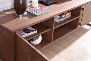 Walnut Wood Modern Media Console on Legs