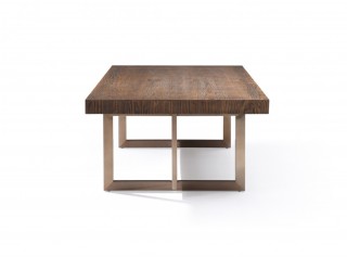 Modern Elm and Antique Brass Coffee Table
